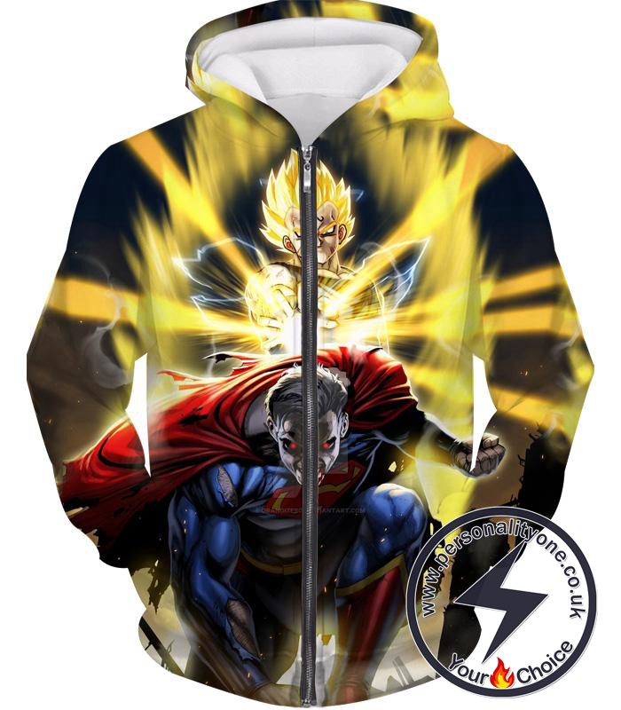 Dragon Ball Z Zip Up Hoodie - Majin Vegeta And Spuerman